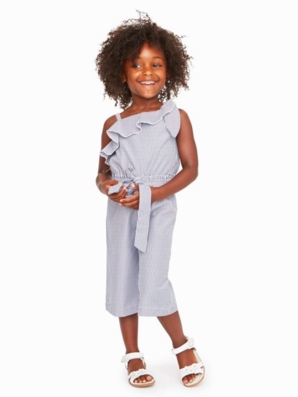 Habitual Kids Arya Striped One-Shoulder Jumpsuit Girls size 5/6